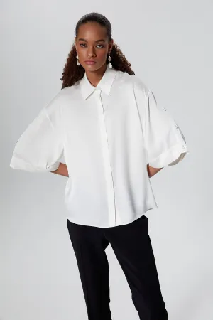 Flowy Ecru Satin Shirt