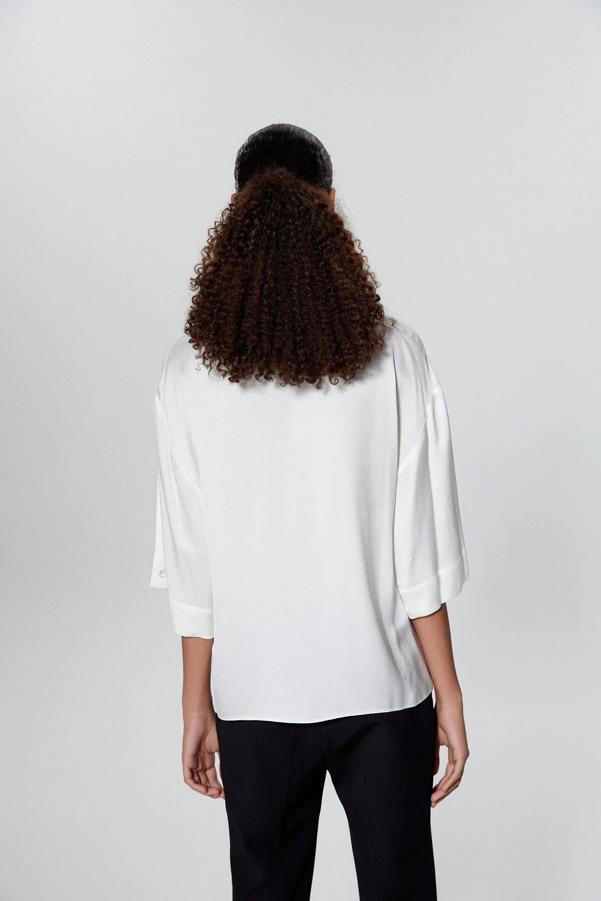 Flowy Ecru Satin Shirt