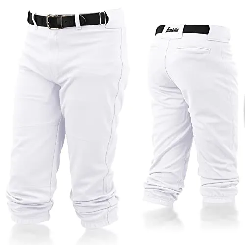 Franklin Sports Youth Baseball   Softball Pants - Knee High White Baseball Pants for Kids - Boys   Girls Knicker Style Baseball   Softball Pants with Belt Loop - White - Youth Large