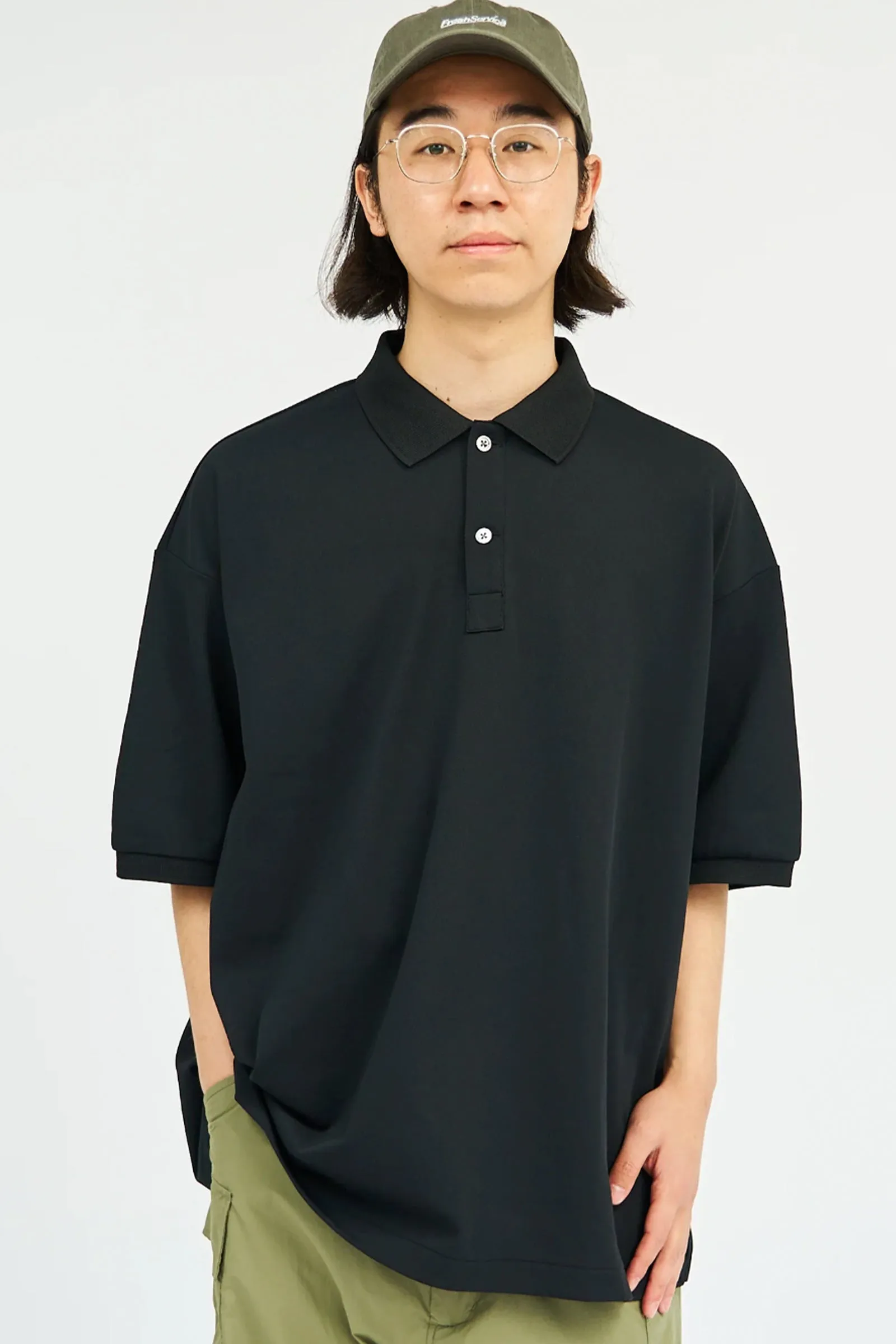 Fresh Service / DRY PIQUE JERSEY S/S POLO - Black