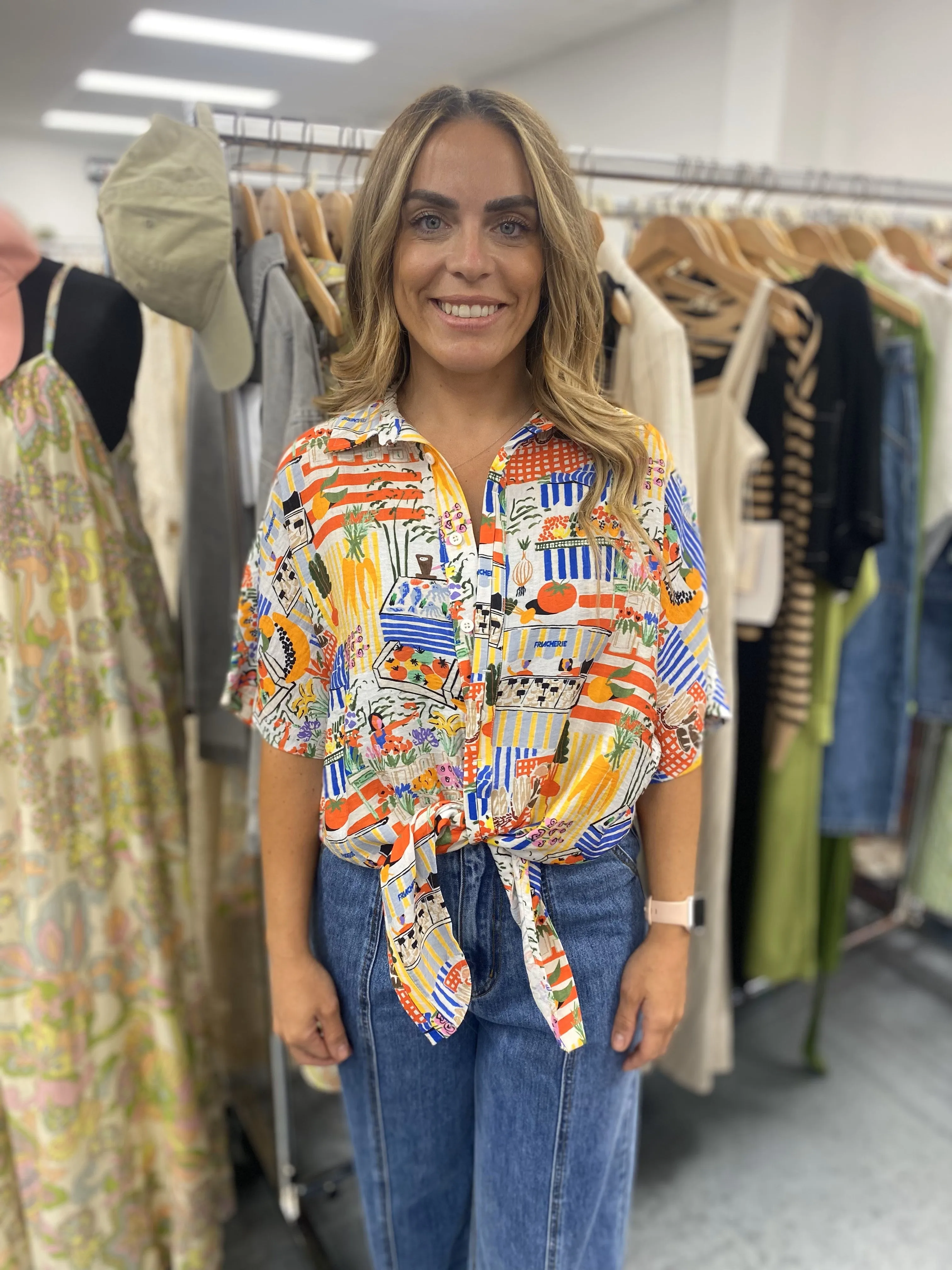 Frnch Exclusive Marche Blanc Print Celiane Shirt