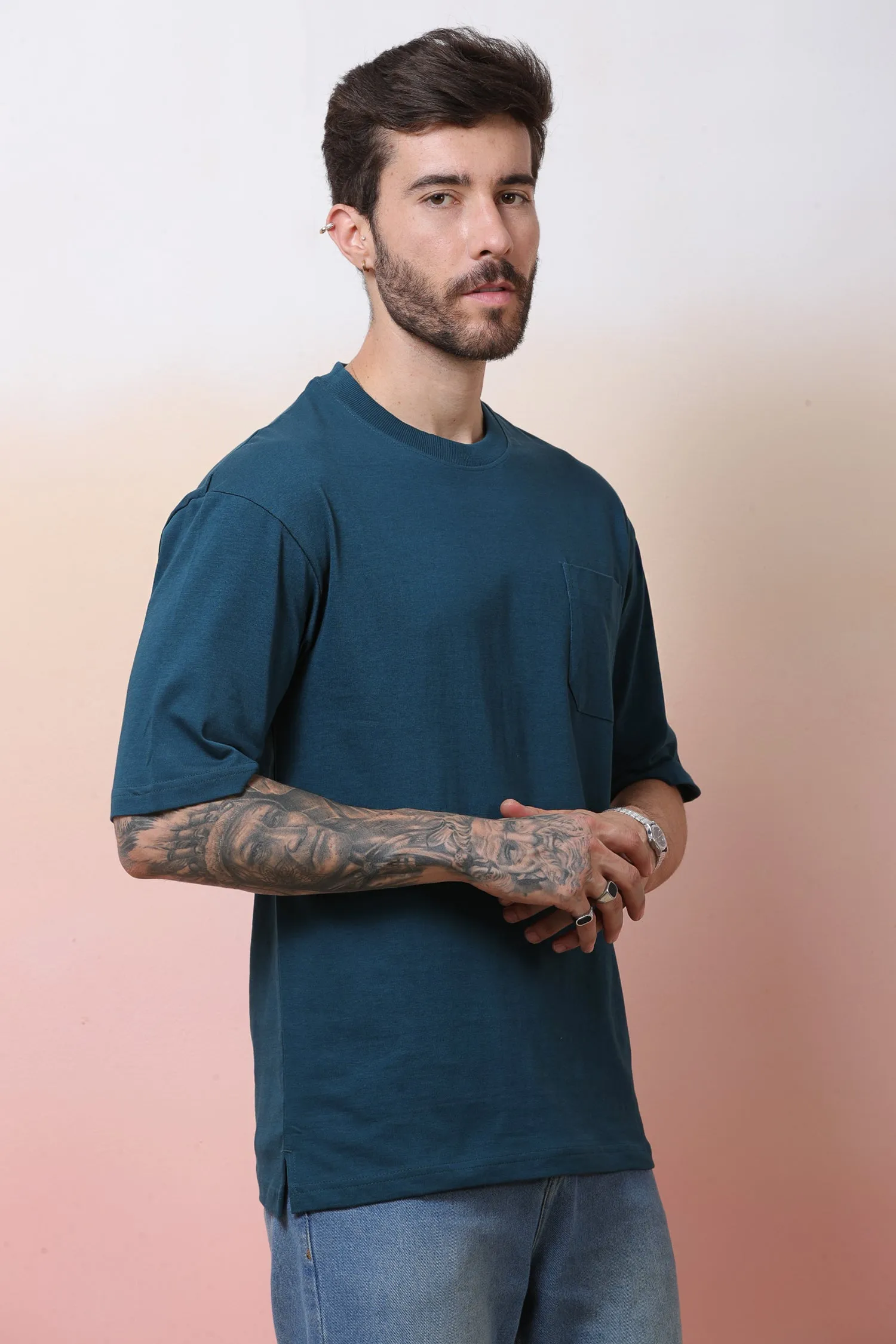 Halfsleeve Indigo 200 GSM Pure Cotton Plian T-shirt