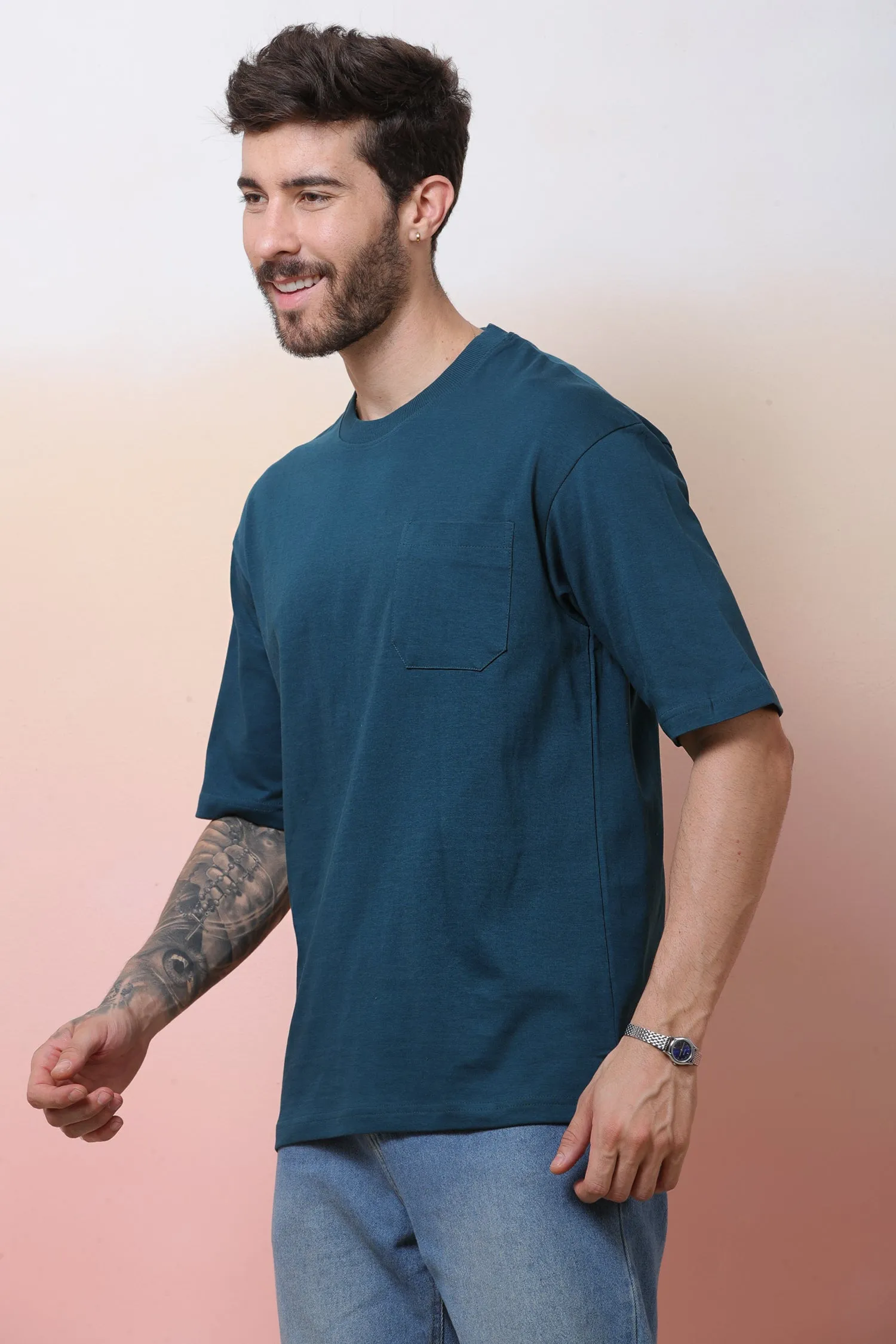 Halfsleeve Indigo 200 GSM Pure Cotton Plian T-shirt