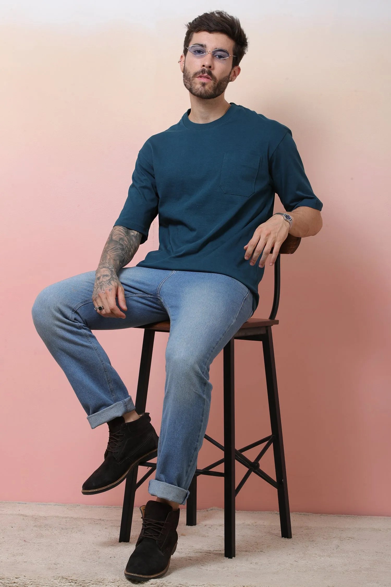 Halfsleeve Indigo 200 GSM Pure Cotton Plian T-shirt