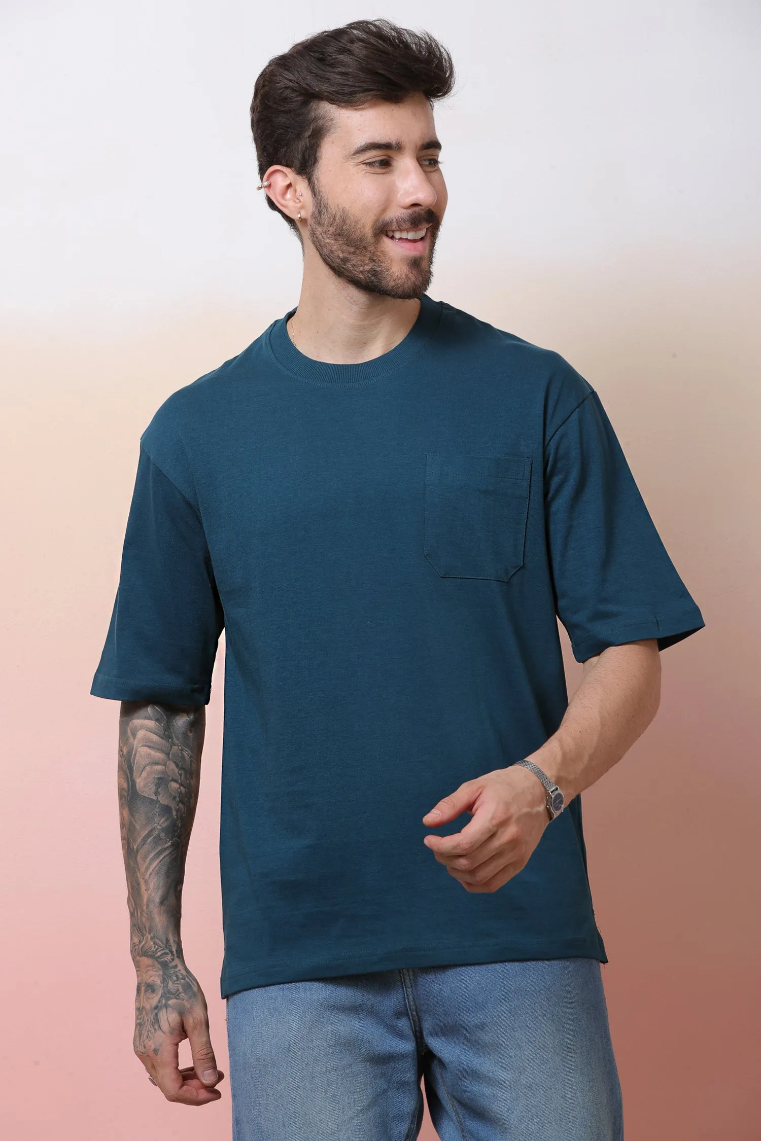Halfsleeve Indigo 200 GSM Pure Cotton Plian T-shirt