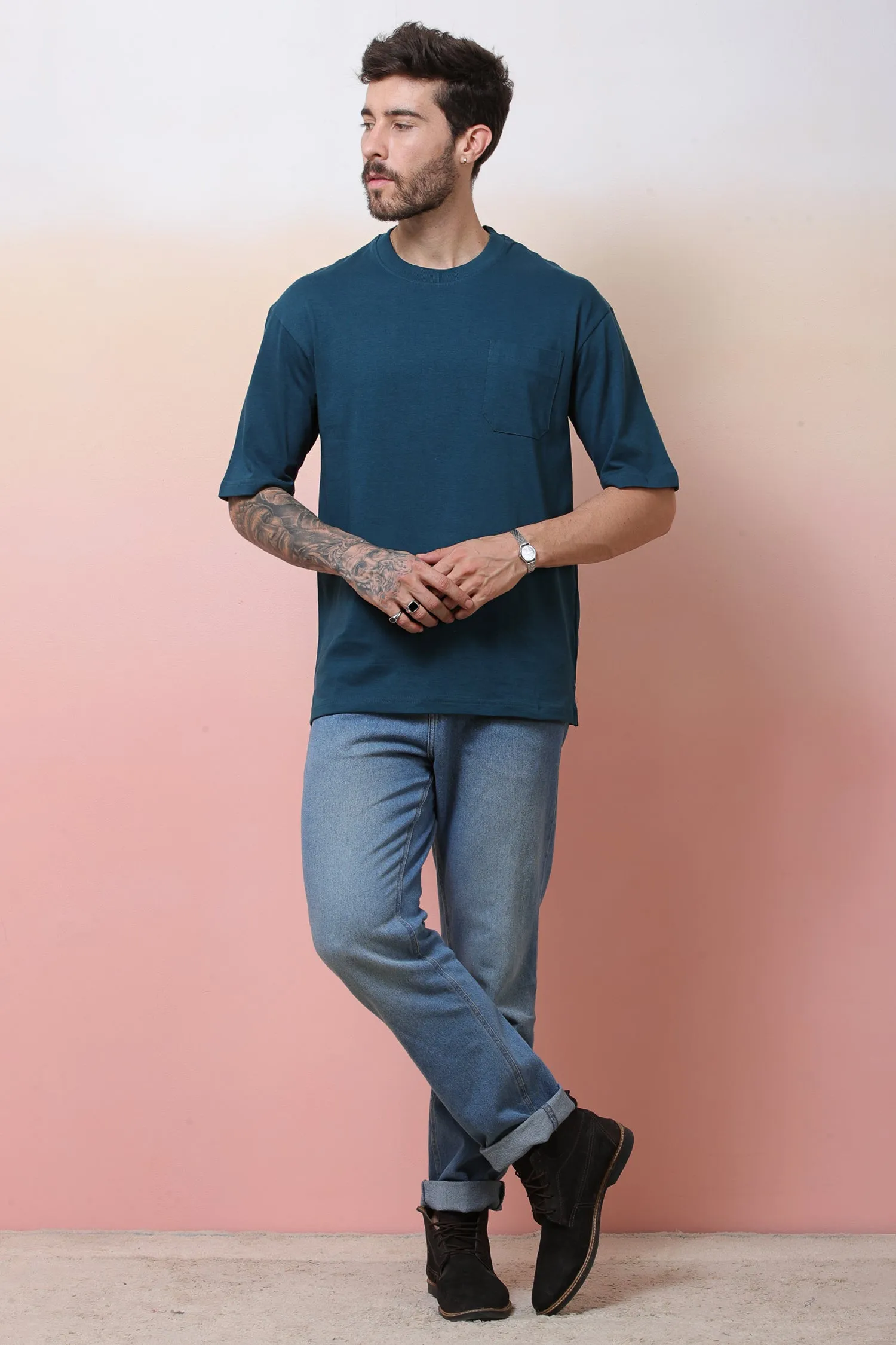 Halfsleeve Indigo 200 GSM Pure Cotton Plian T-shirt