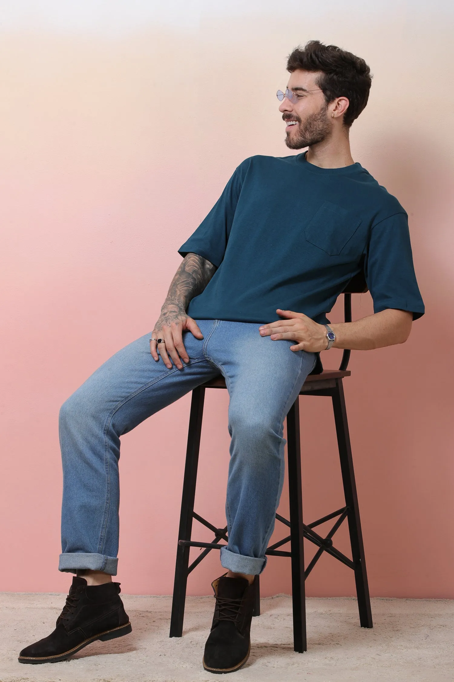 Halfsleeve Indigo 200 GSM Pure Cotton Plian T-shirt