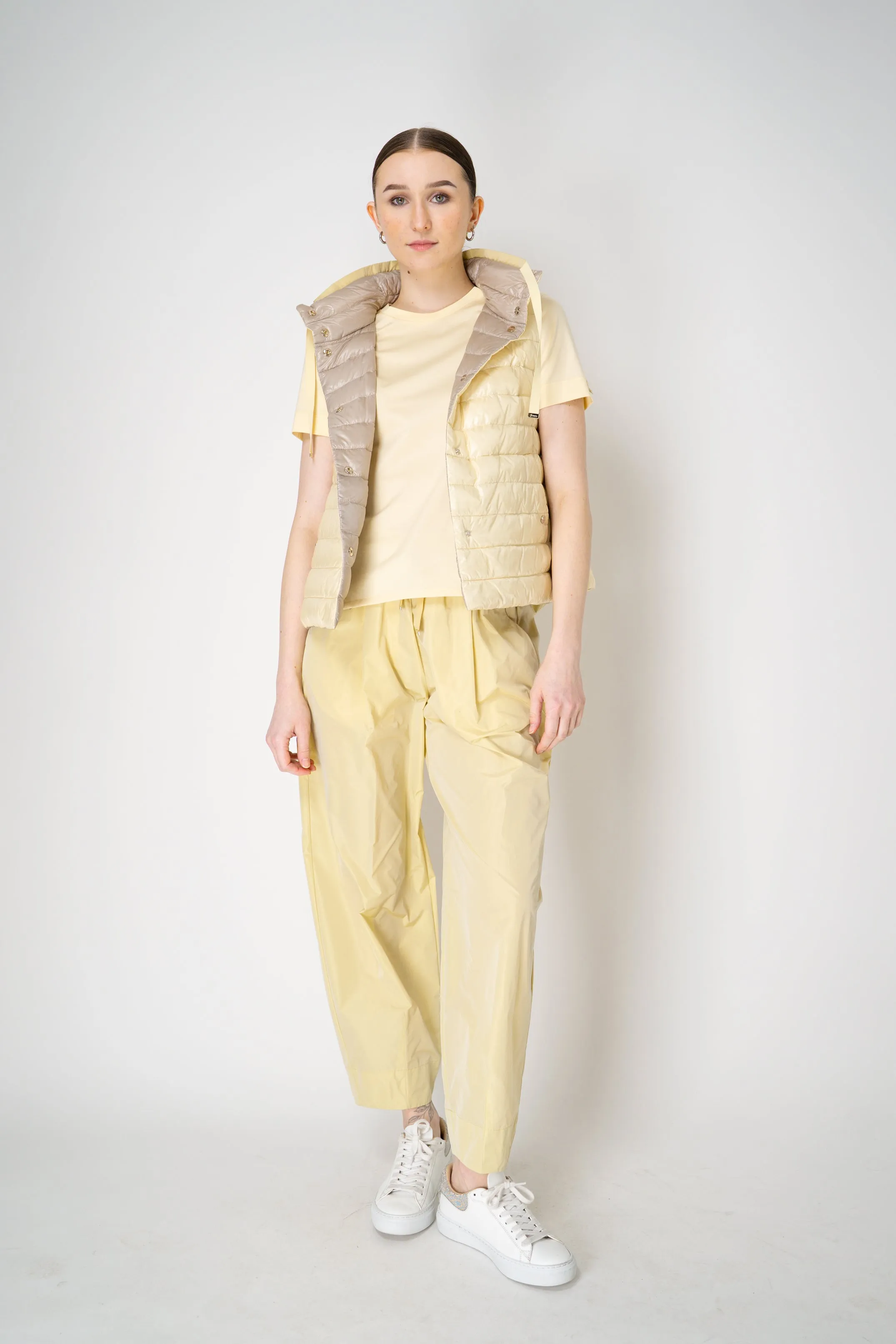 Herno T-Shirt with Cinched Taffeta Back in Yellow