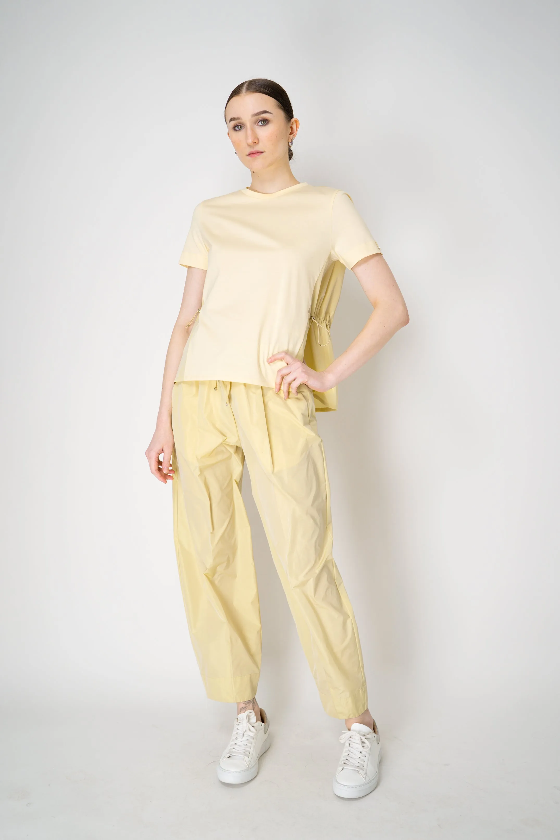 Herno T-Shirt with Cinched Taffeta Back in Yellow