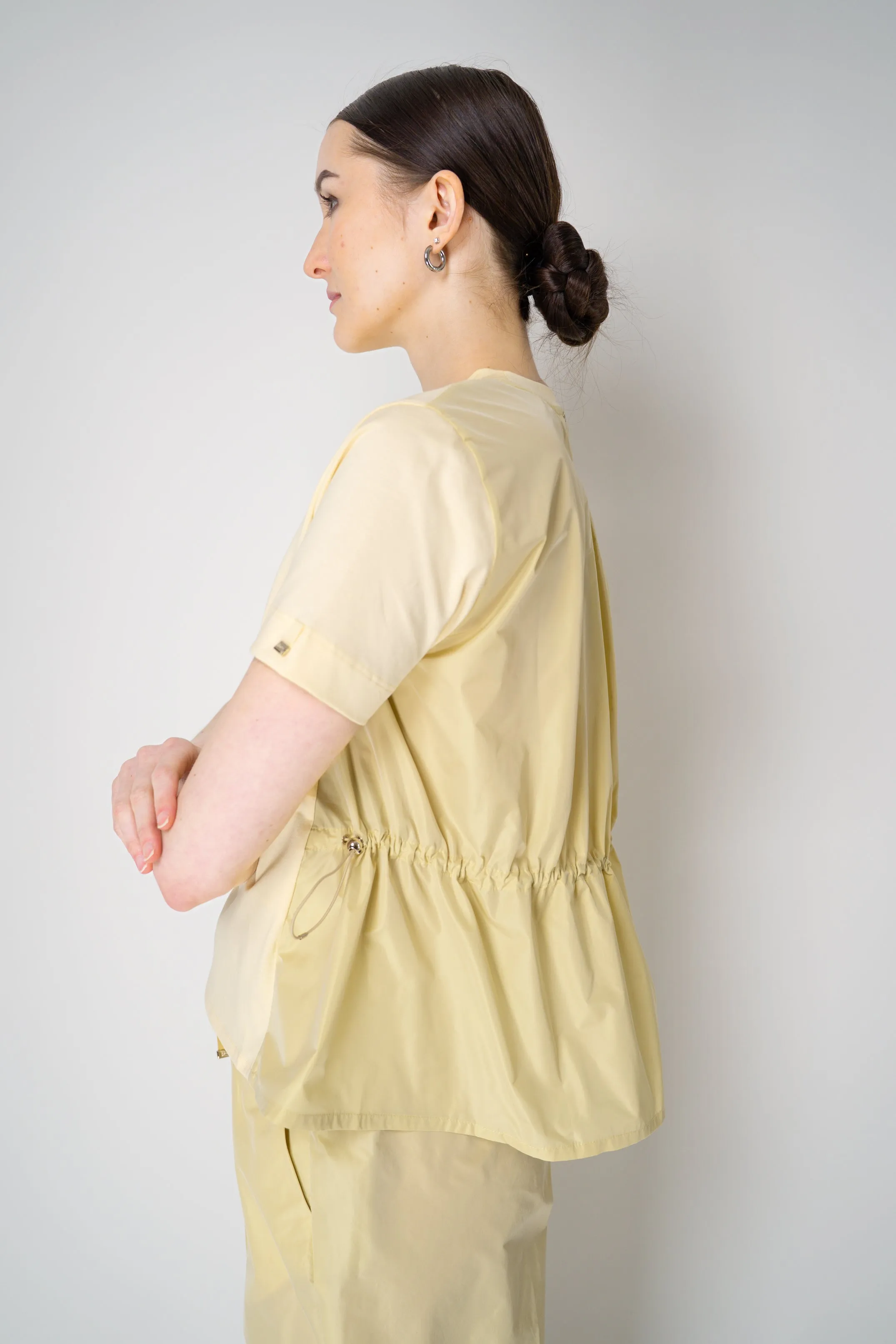 Herno T-Shirt with Cinched Taffeta Back in Yellow