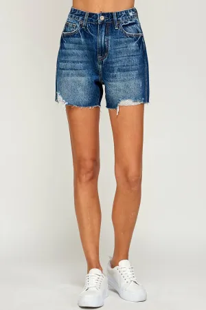 High Rise Boyfriend Midi Denim Shorts