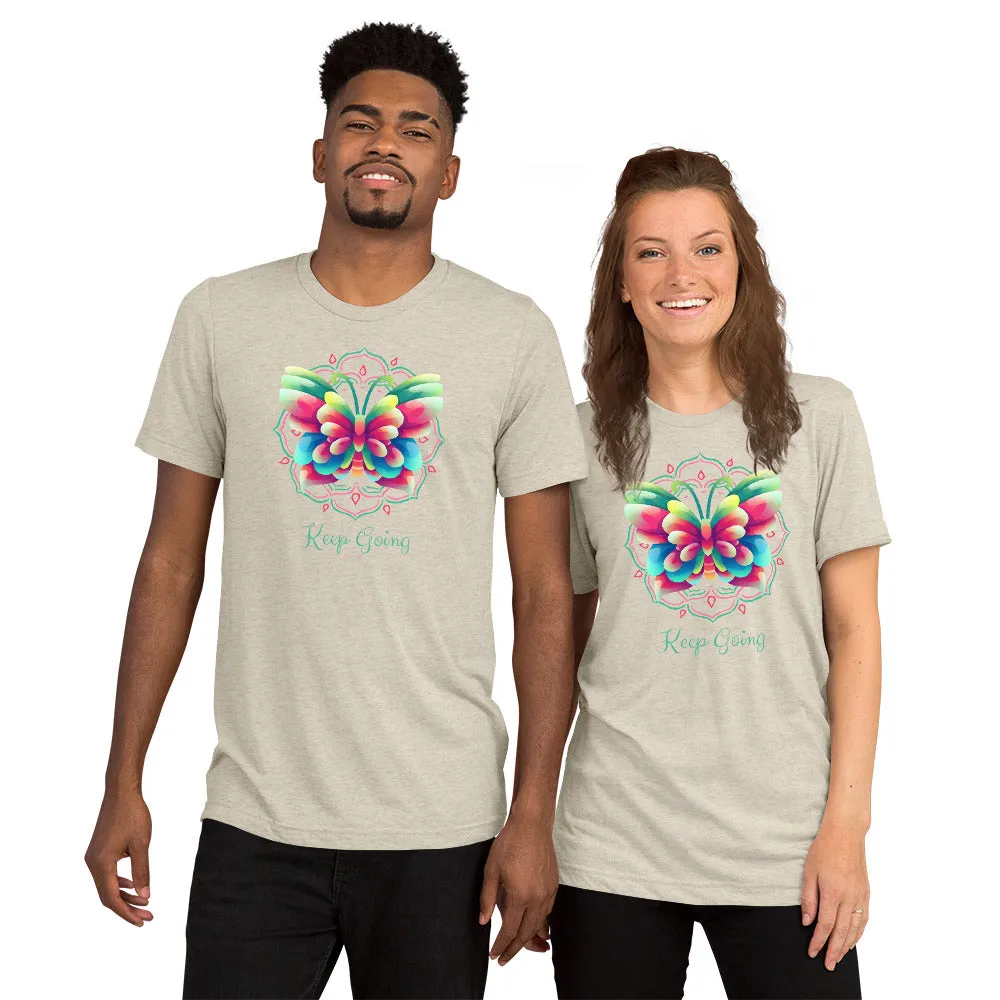 Keep Going Butterfly - Short sleeve t-shirt, comfy, soft, fitted look