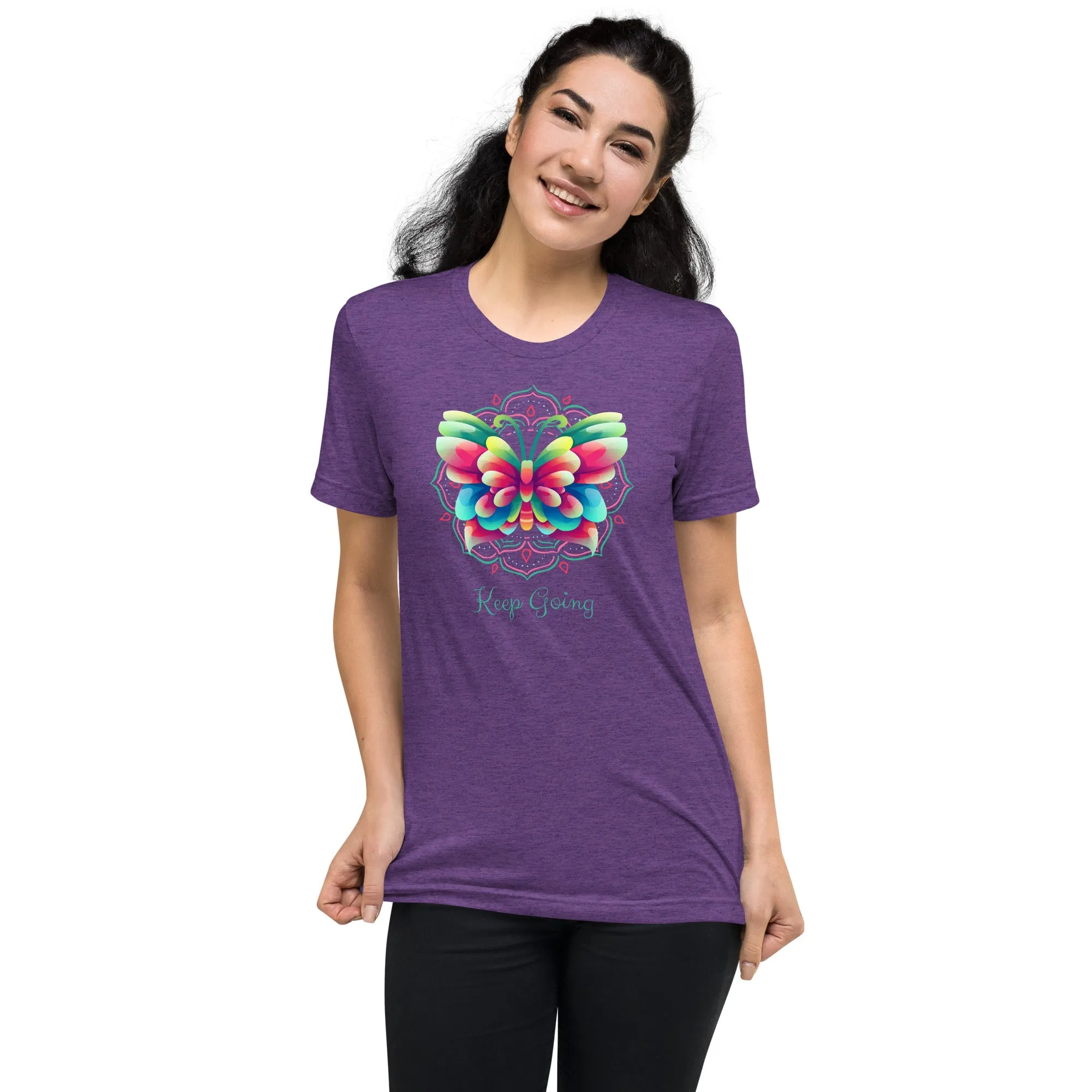 Keep Going Butterfly - Short sleeve t-shirt, comfy, soft, fitted look