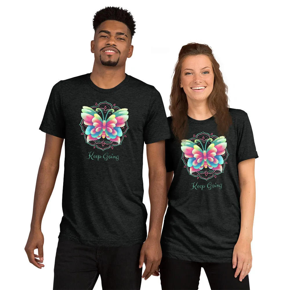 Keep Going Butterfly - Short sleeve t-shirt, comfy, soft, fitted look