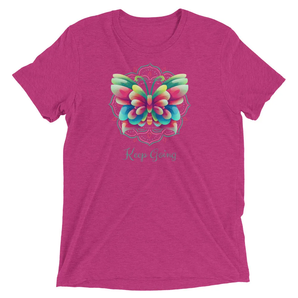 Keep Going Butterfly - Short sleeve t-shirt, comfy, soft, fitted look