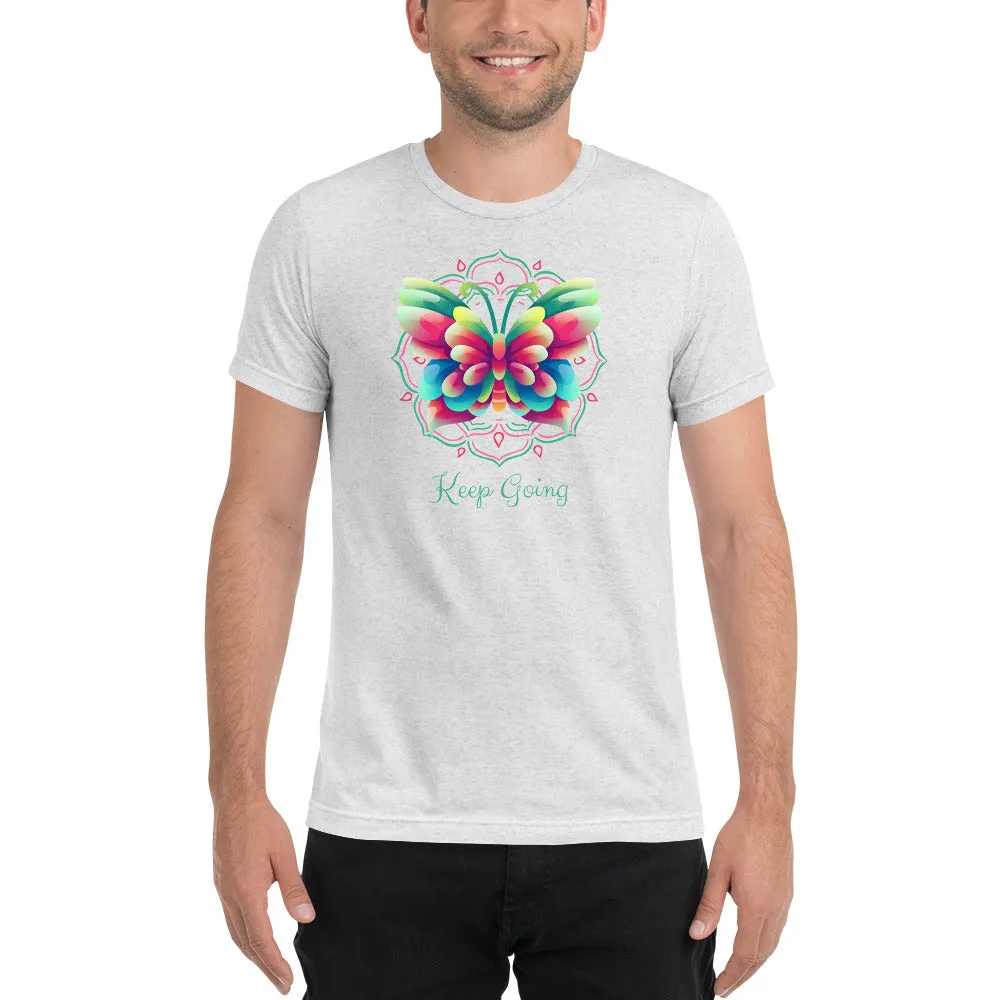 Keep Going Butterfly - Short sleeve t-shirt, comfy, soft, fitted look