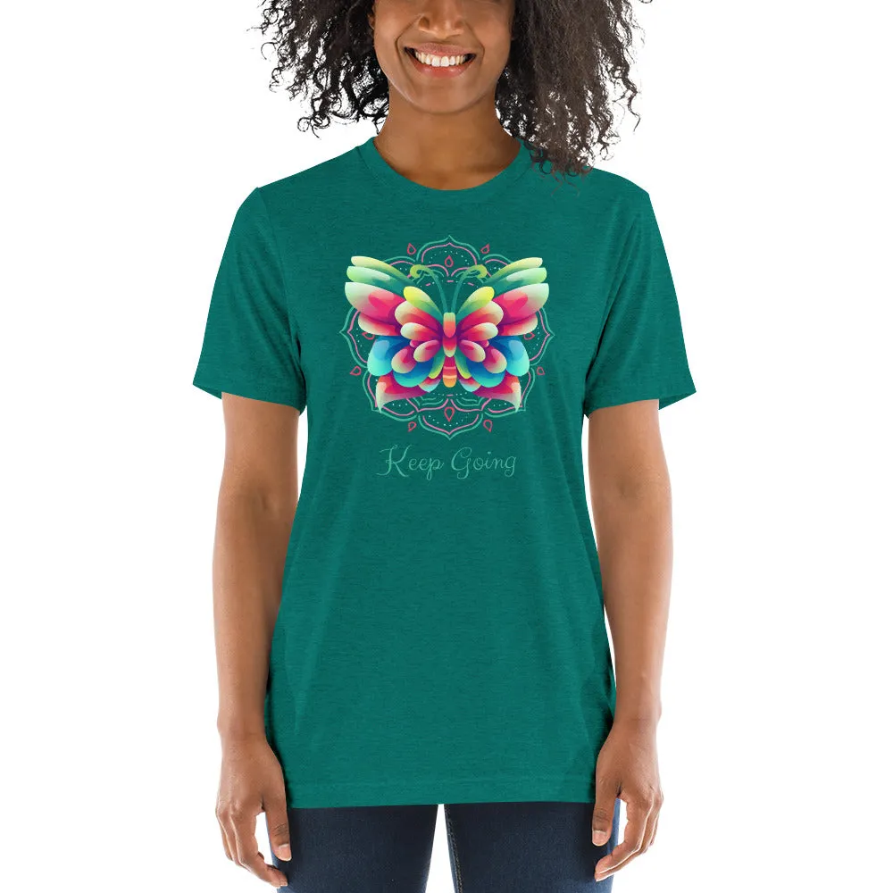 Keep Going Butterfly - Short sleeve t-shirt, comfy, soft, fitted look
