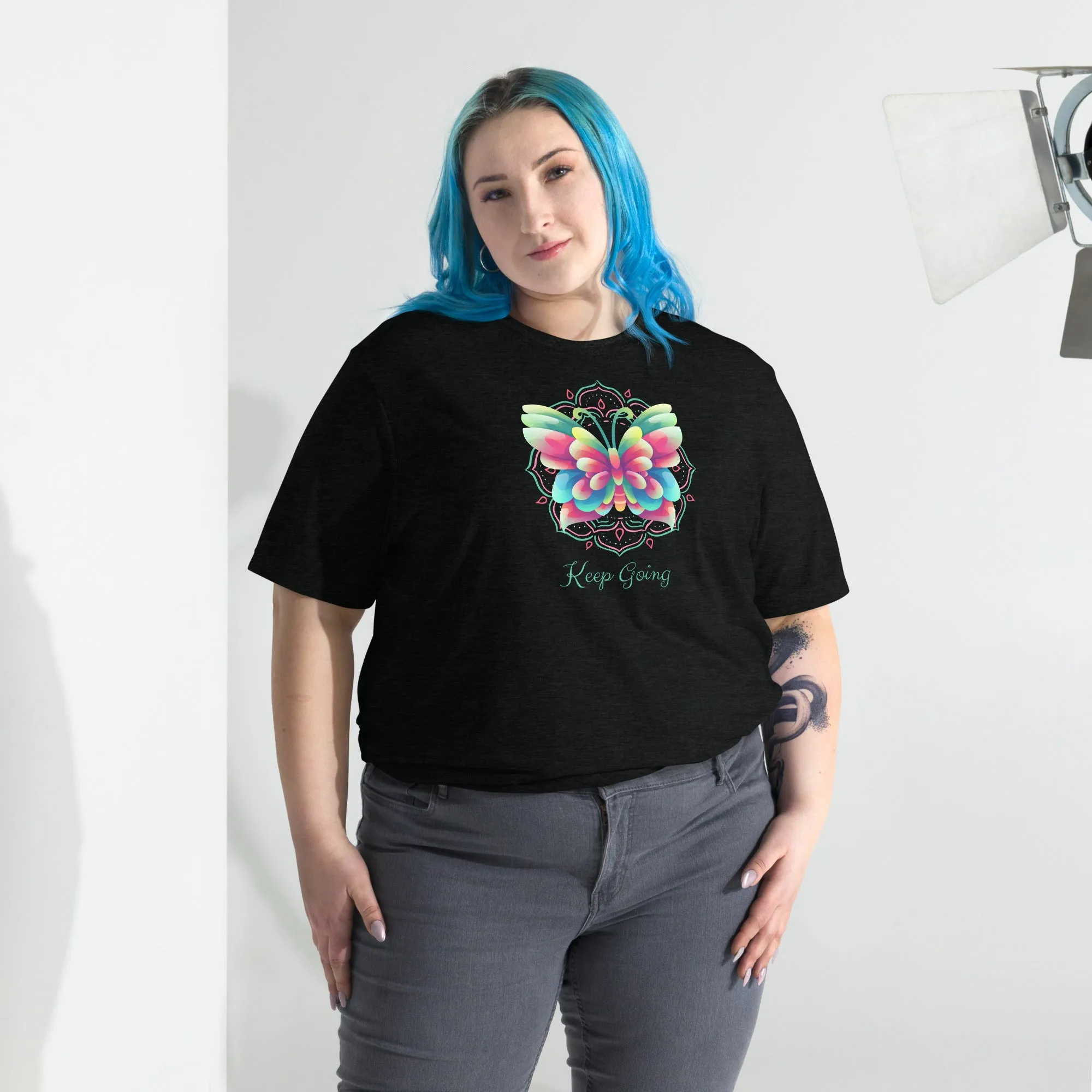 Keep Going Butterfly - Short sleeve t-shirt, comfy, soft, fitted look