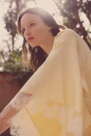 Lana Silk Kimono with Lace Trim