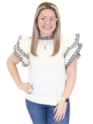 Layered Puff Sleeve Top - Ivory