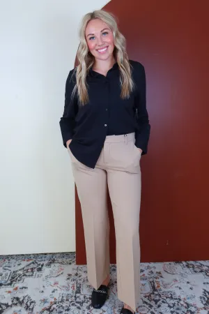 Liverpool Tan High Rise Wide Leg Pant