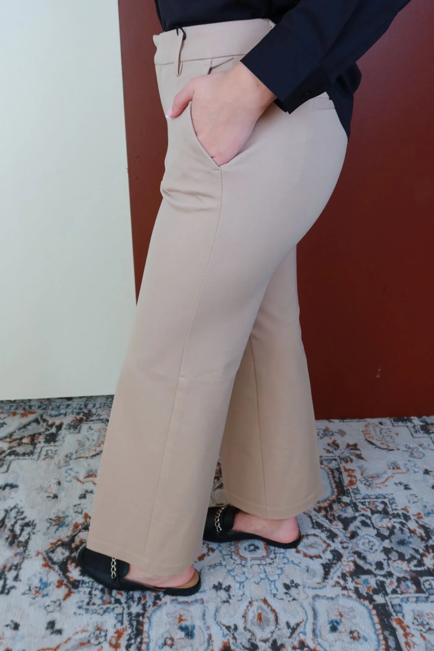 Liverpool Tan High Rise Wide Leg Pant