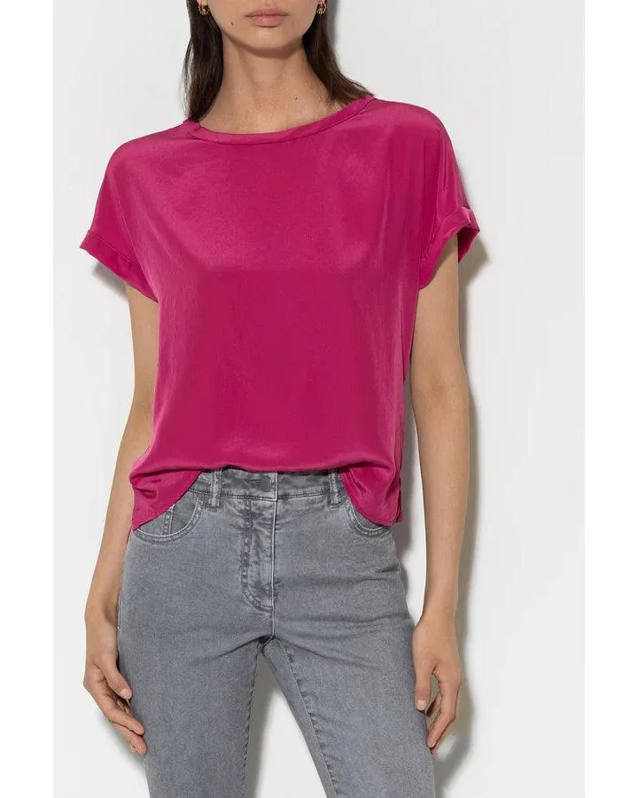 Luisa Cerano Mix Jersey Cap Sleeve Tee