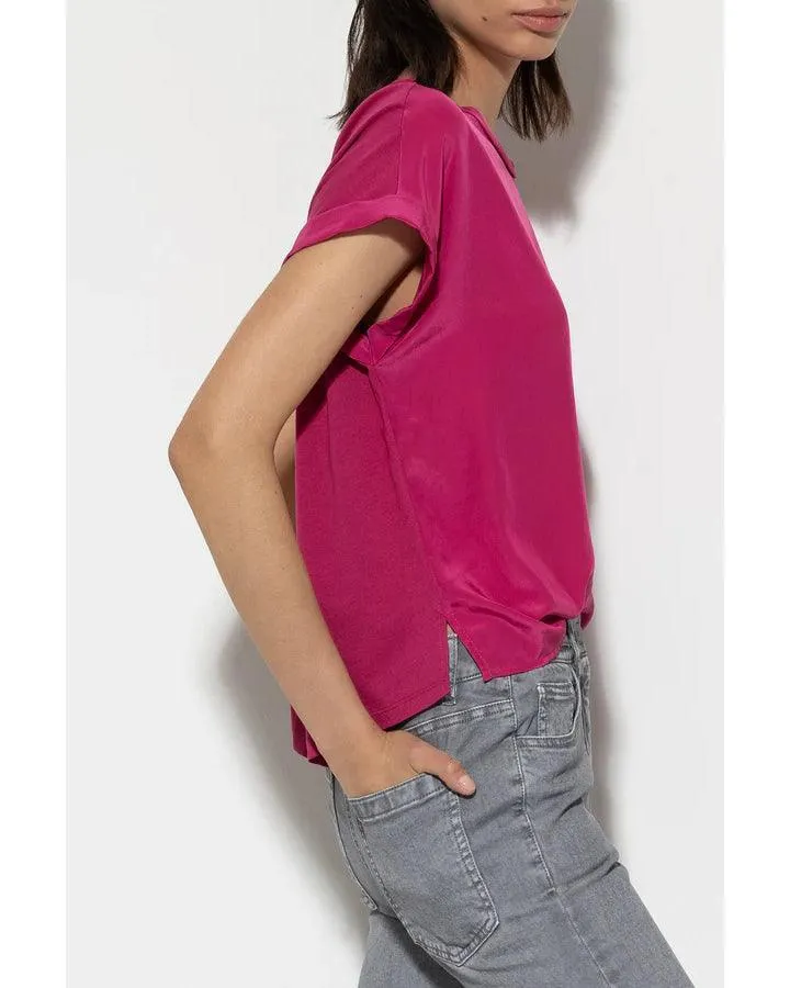 Luisa Cerano Mix Jersey Cap Sleeve Tee