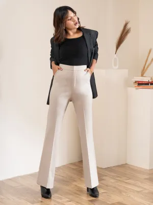 Luxe Beige Bootcut Korean Pants