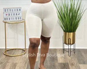 Luxe Cotton Biker Shorts up to 3XL (Bone)