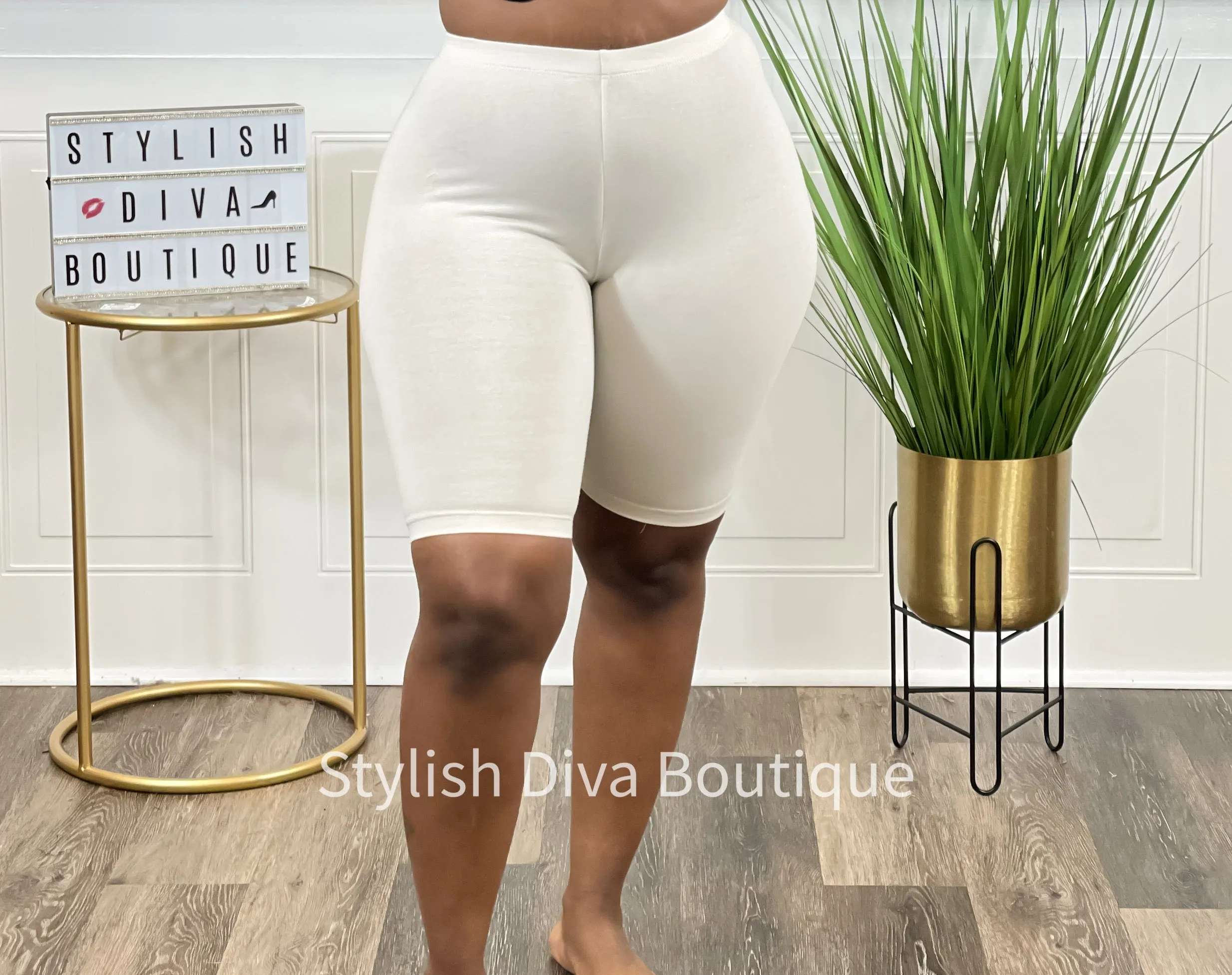 Luxe Cotton Biker Shorts up to 3XL (Bone)