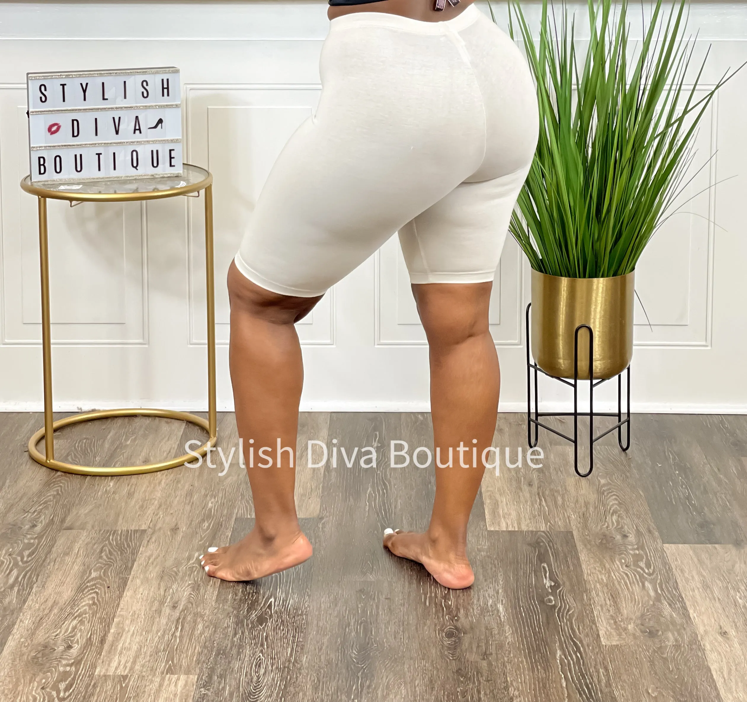 Luxe Cotton Biker Shorts up to 3XL (Bone)