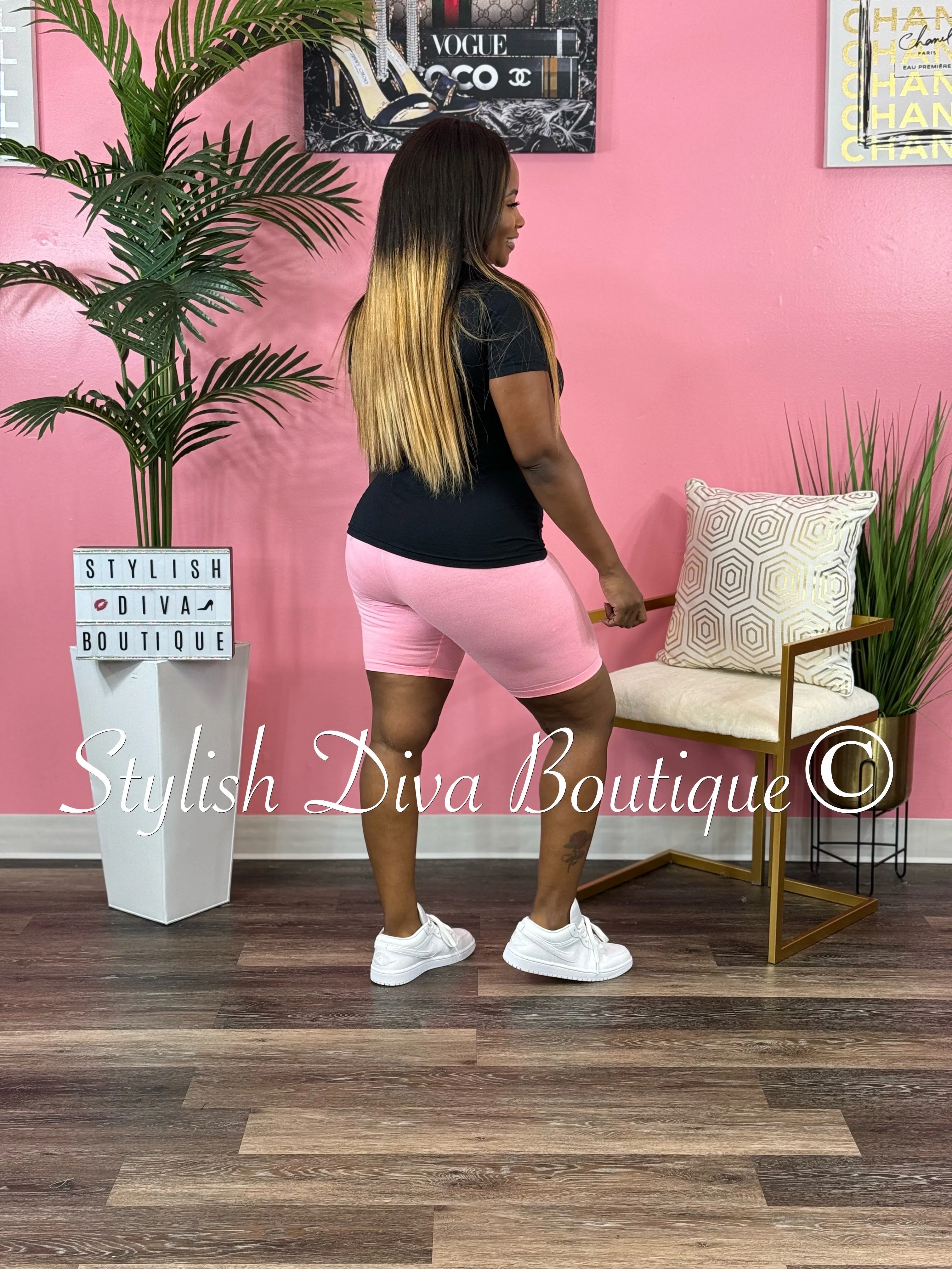 Luxe Cotton Biker Shorts up to 3XL (Bright Pink)