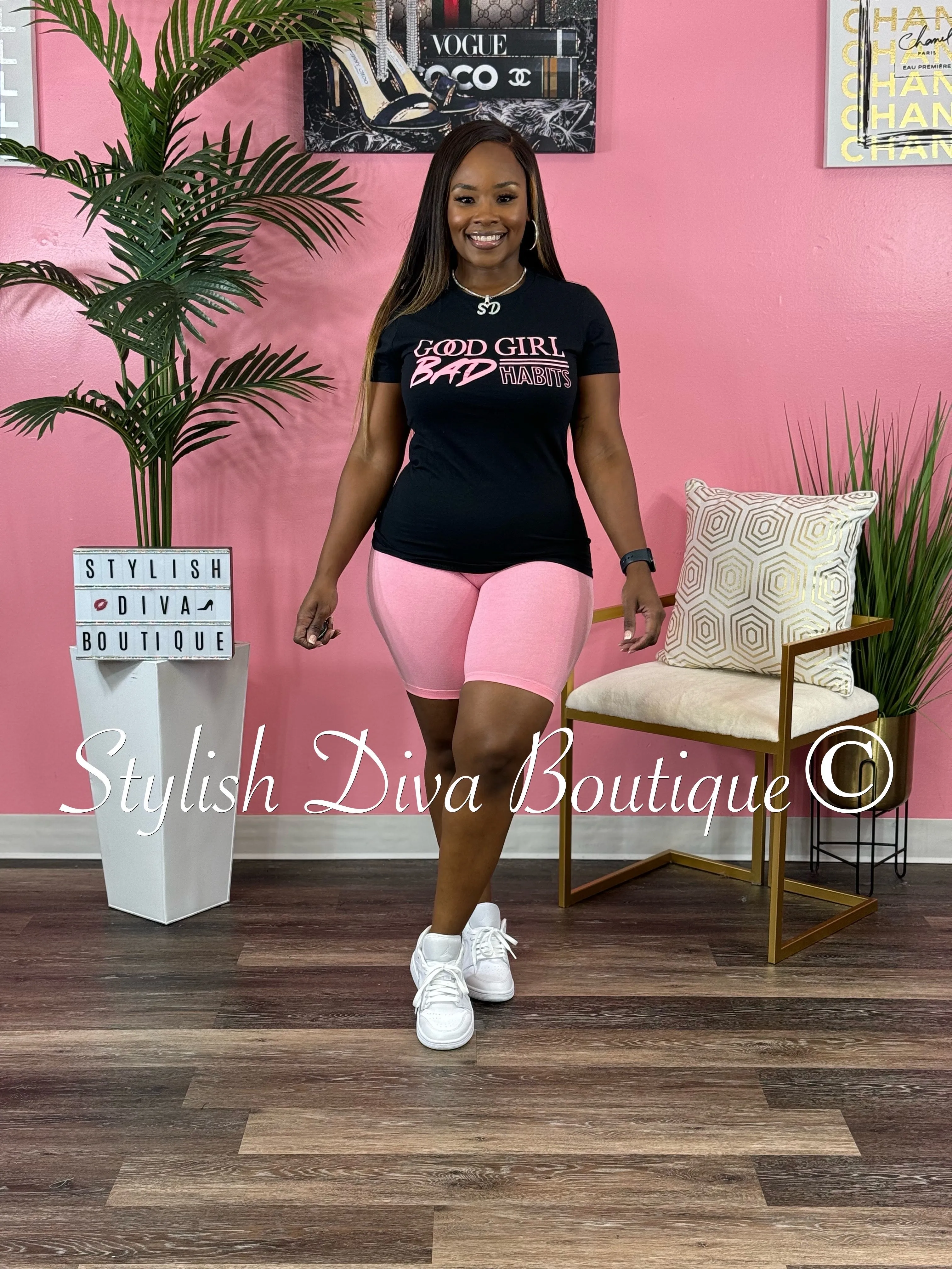 Luxe Cotton Biker Shorts up to 3XL (Bright Pink)