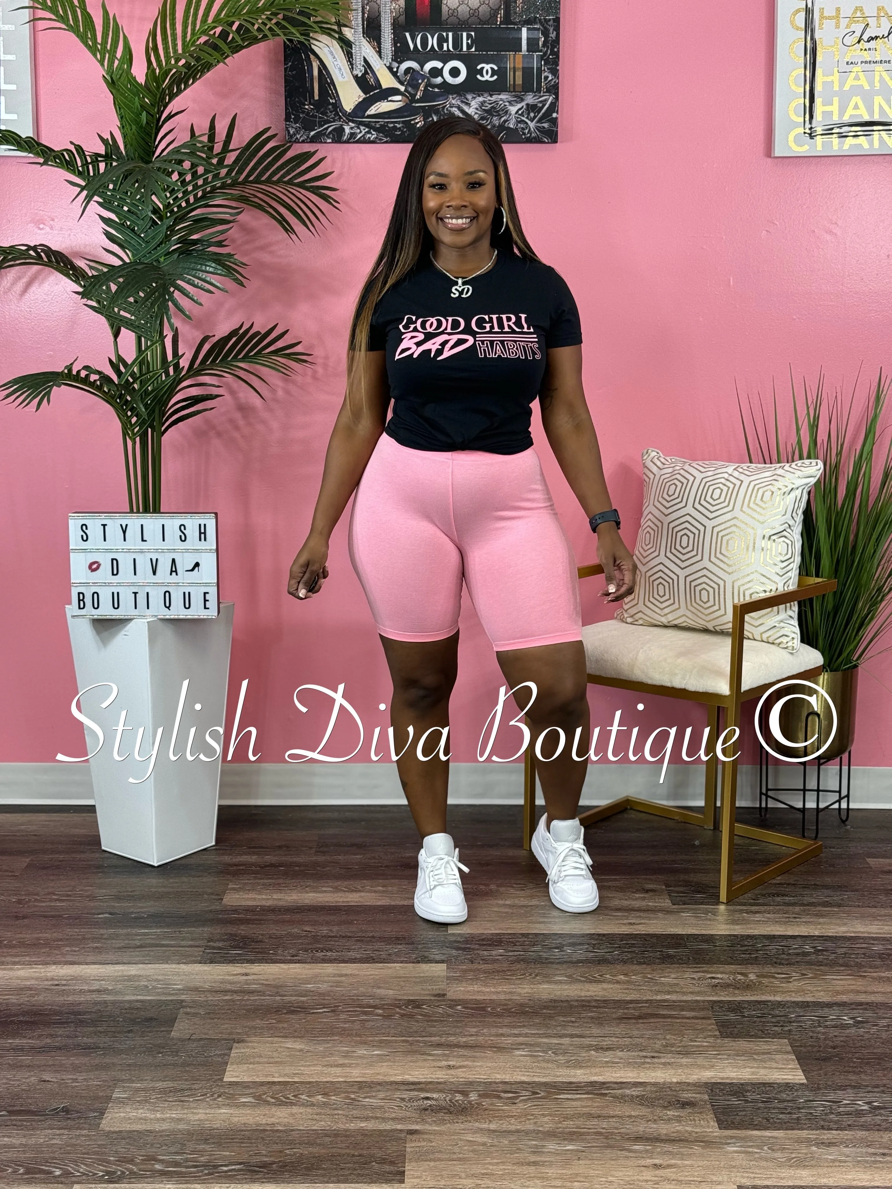 Luxe Cotton Biker Shorts up to 3XL (Bright Pink)