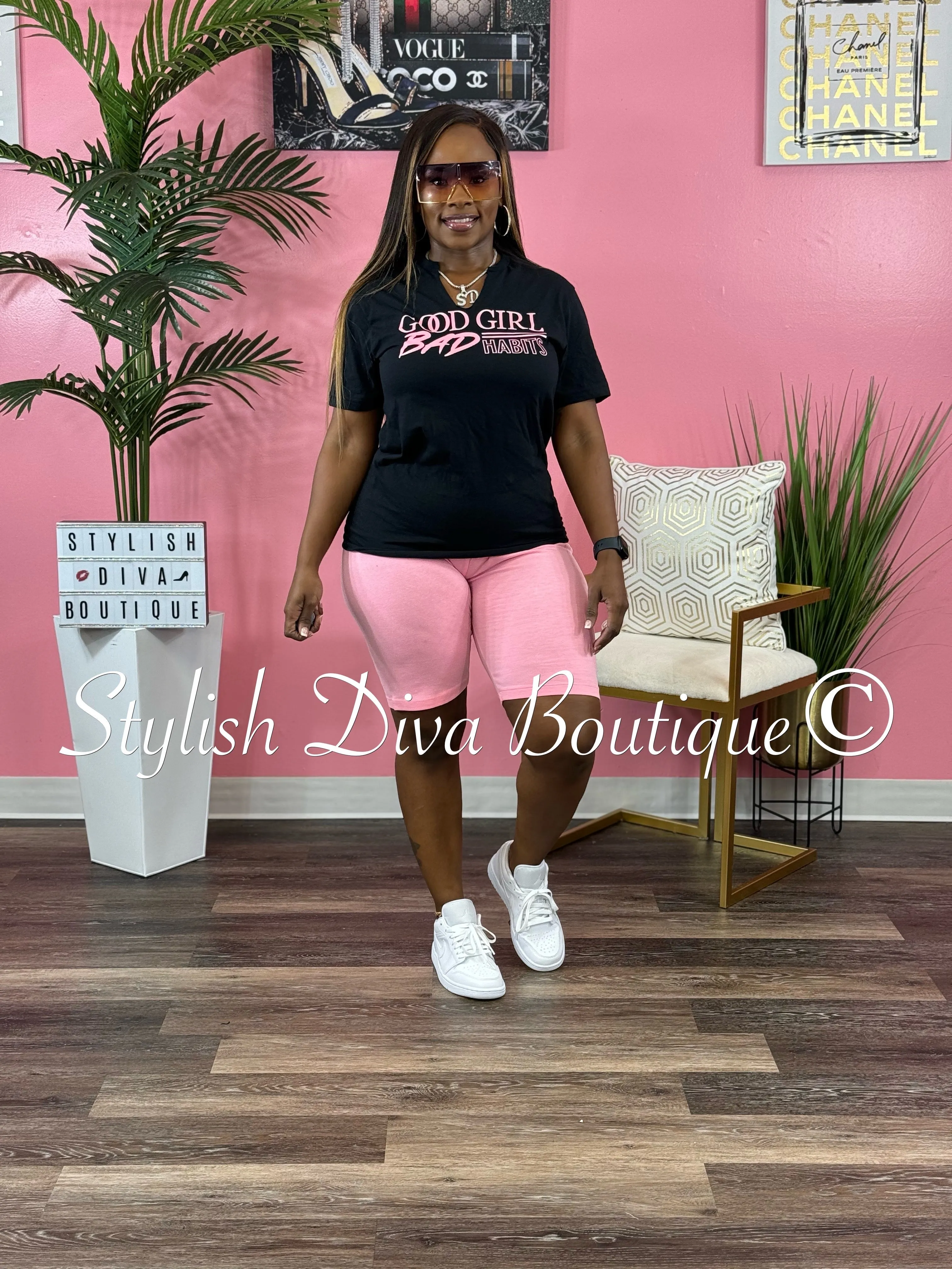Luxe Cotton Biker Shorts up to 3XL (Bright Pink)