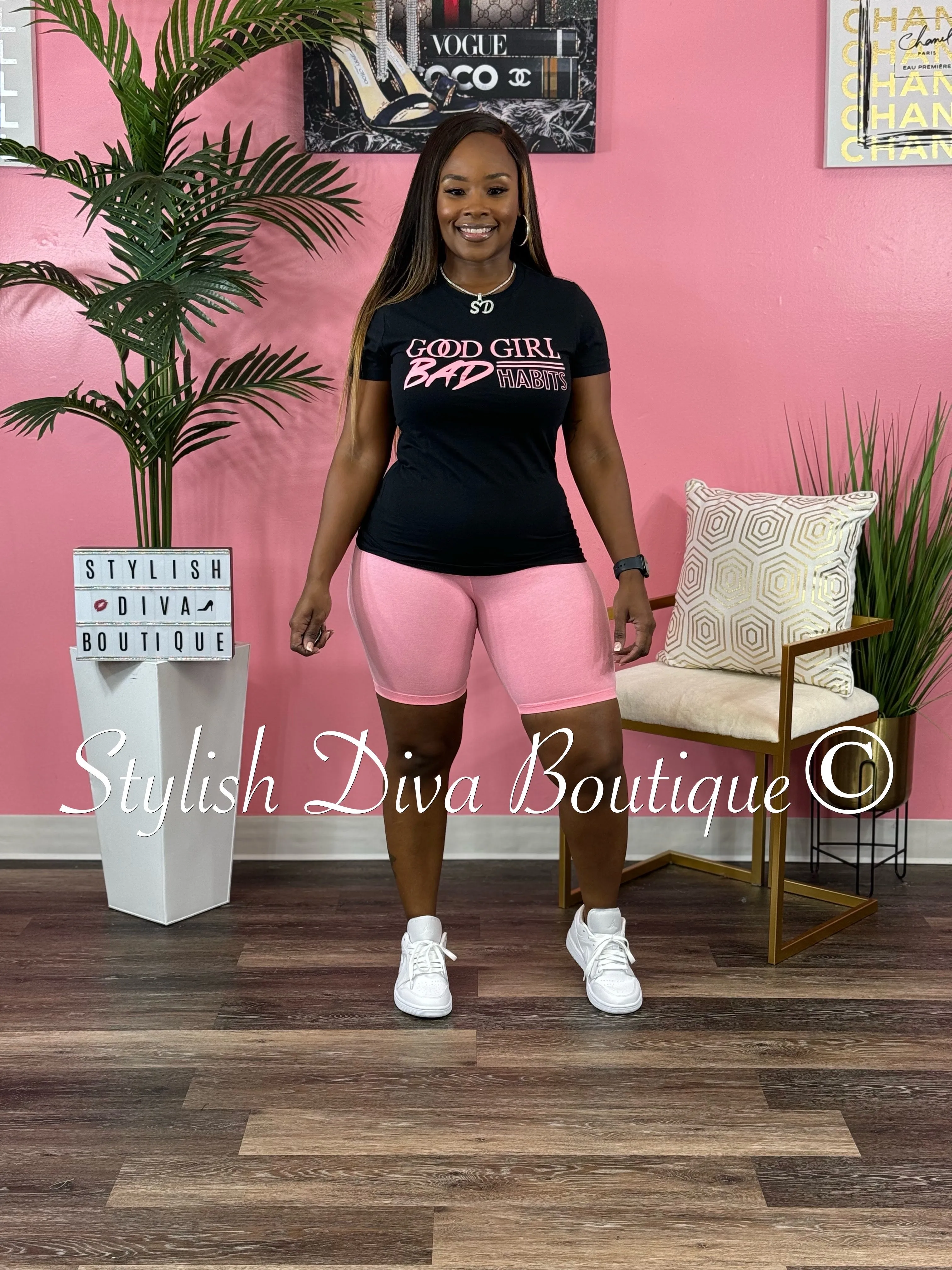 Luxe Cotton Biker Shorts up to 3XL (Bright Pink)