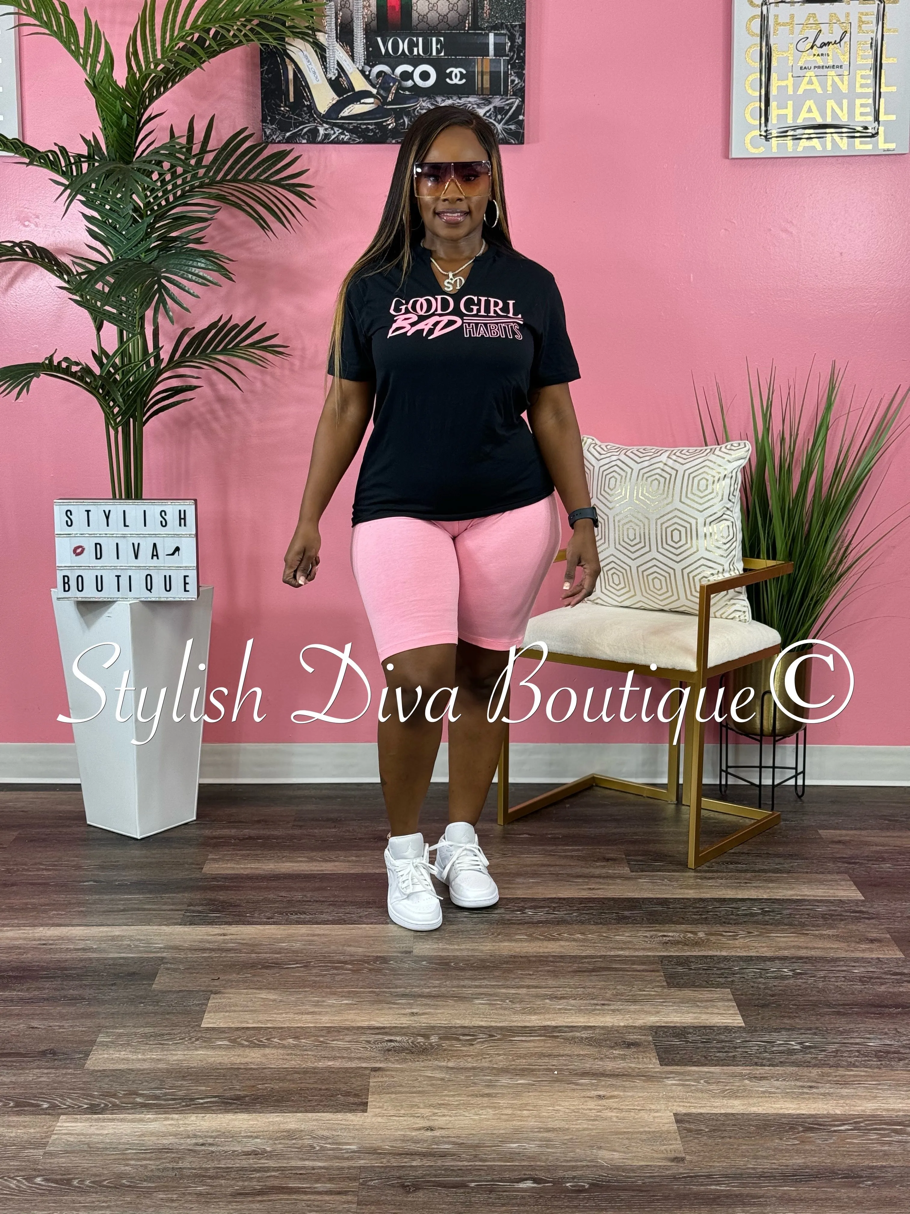 Luxe Cotton Biker Shorts up to 3XL (Bright Pink)