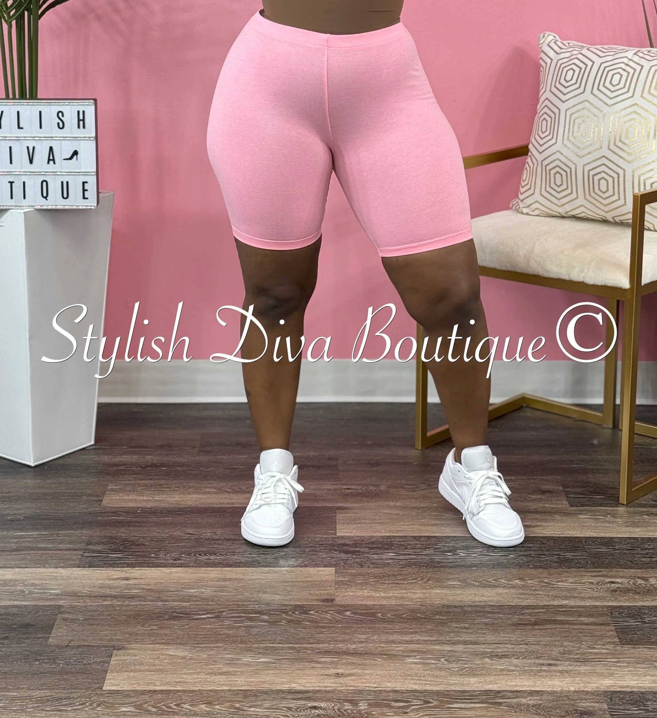 Luxe Cotton Biker Shorts up to 3XL (Bright Pink)