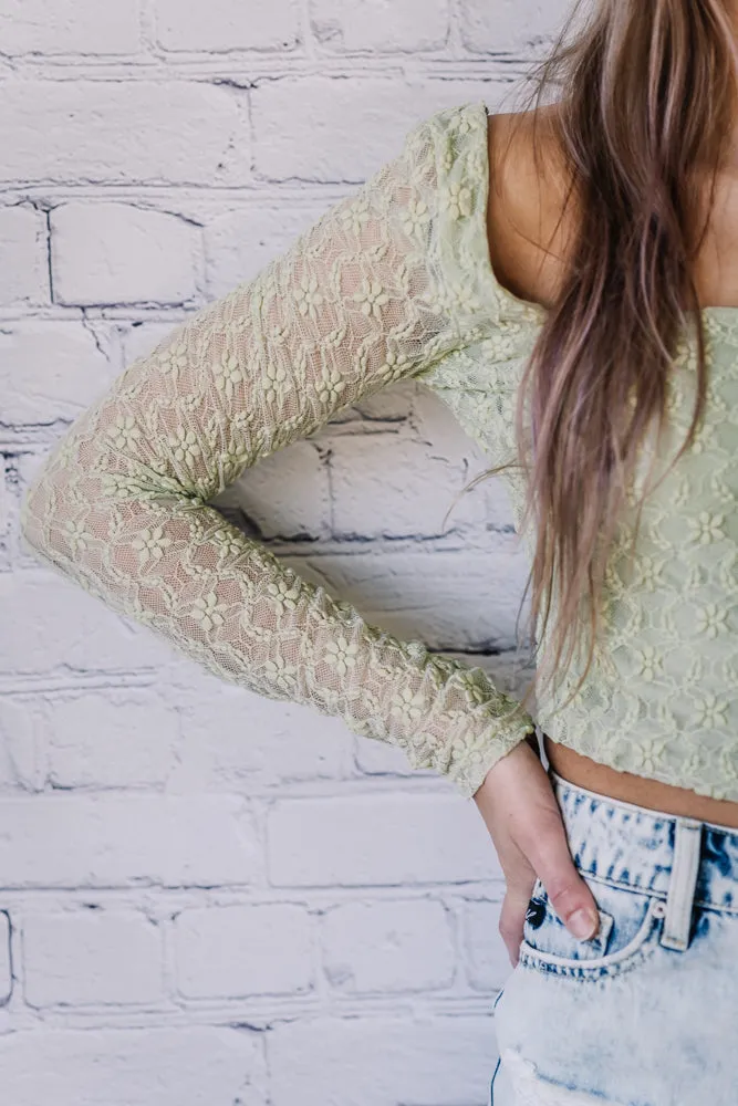 Mable Lace Crop Top (Sage)
