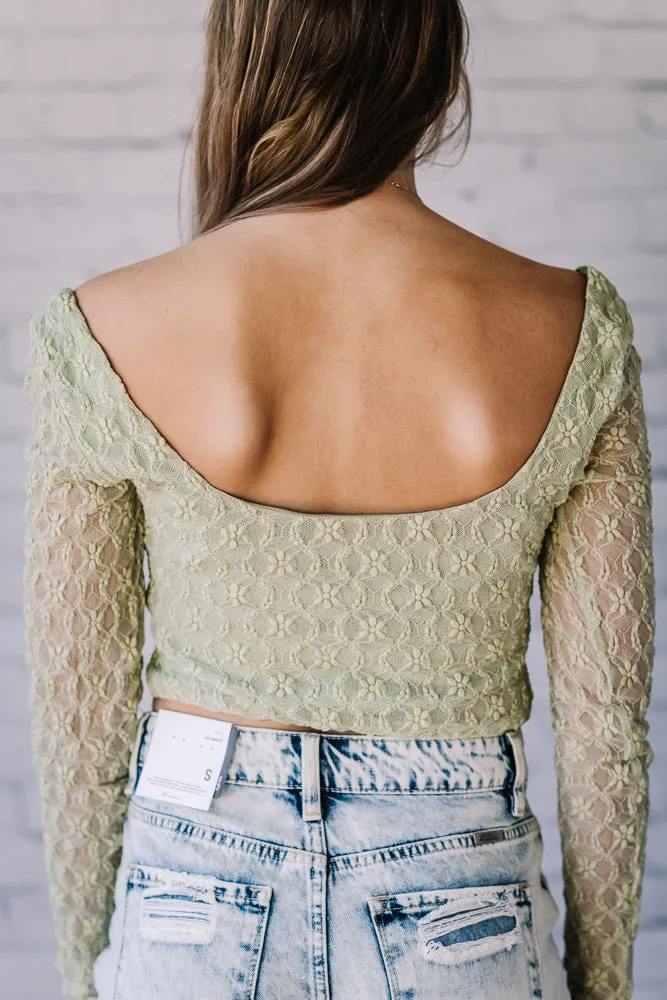 Mable Lace Crop Top (Sage)