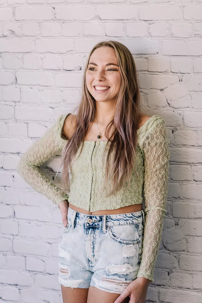 Mable Lace Crop Top (Sage)