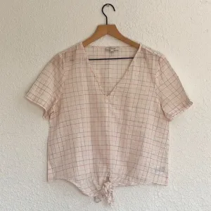 Madewell Checkered Tie Front Blouse
