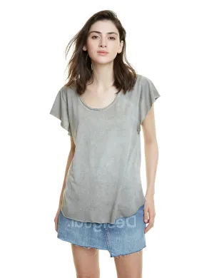 Madrid Floral devoré design Floaty T-shirt Grey / Ochre Desigual Style 20SWTK30