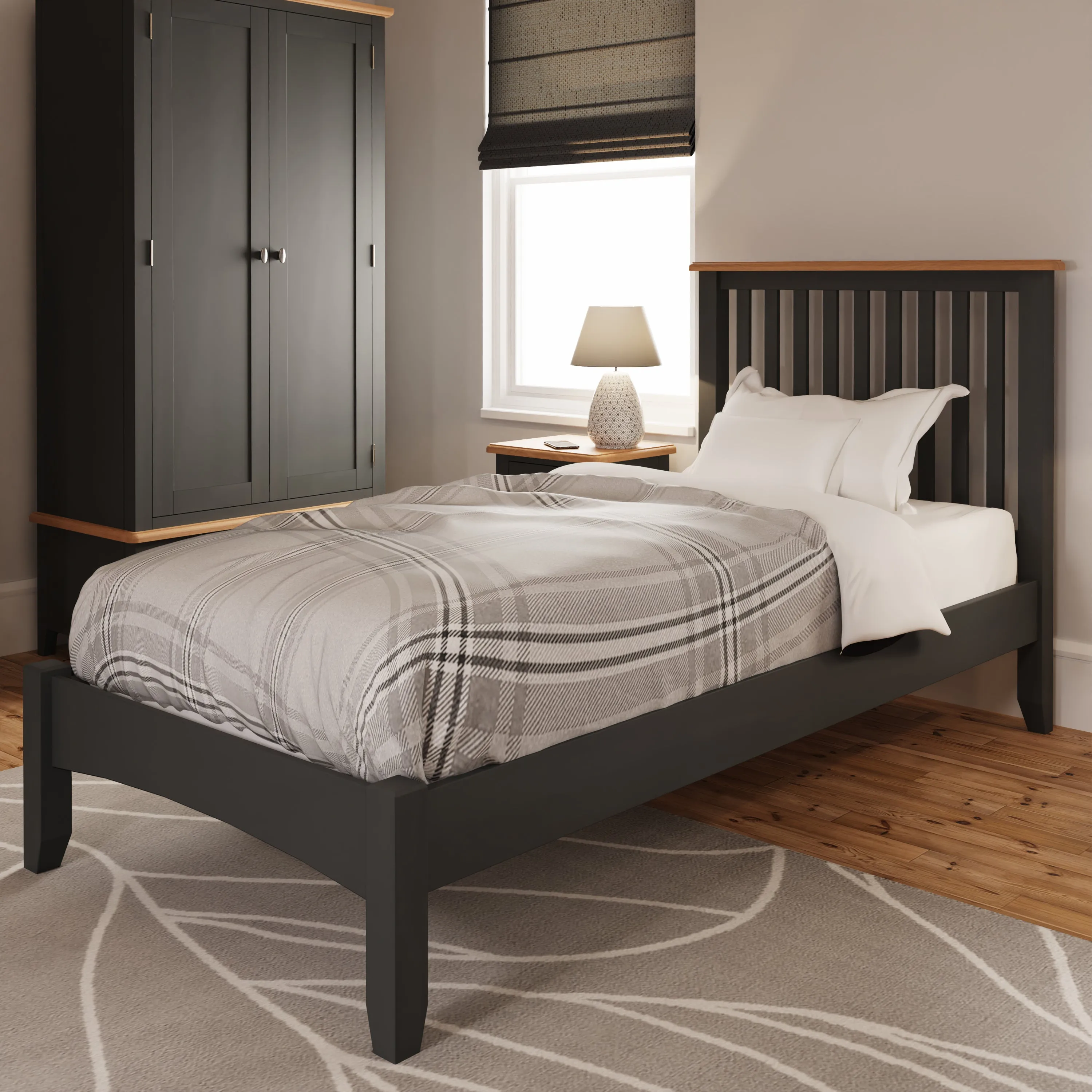 Malmesbury Grey Bed 3' Single 103 x 204 x 110 cm