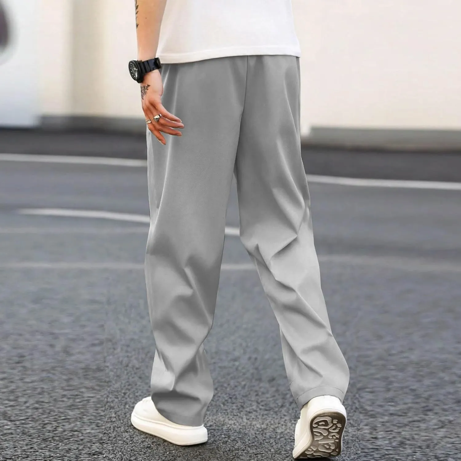 Men's Relaxed Fit Drawstring Waist Pants Comfortable Casual Lounge Lightweight Breathable Pants for Summer