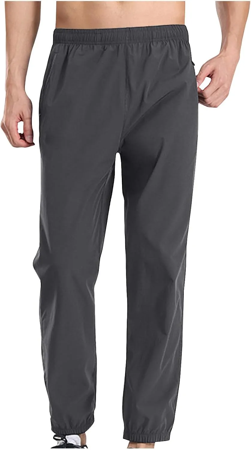 Men's Relaxed Lounge Pants Outdoor Work Pant Straight Leg Ninth Pant Oversized Elastic Waist Pants Gym Jogger Pants