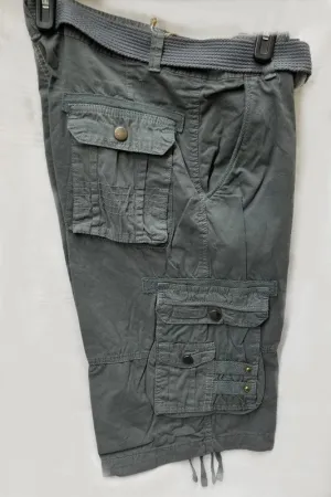 Men's Stylish 8 Pocket Navy Blue Cargo Shorts (w/Belt)