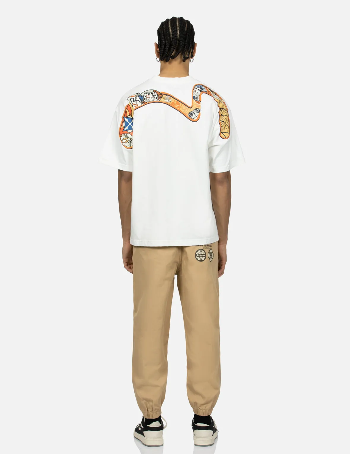 Multi-Hanafuda Daruma and Daicock Print Loose Fit T-shirt