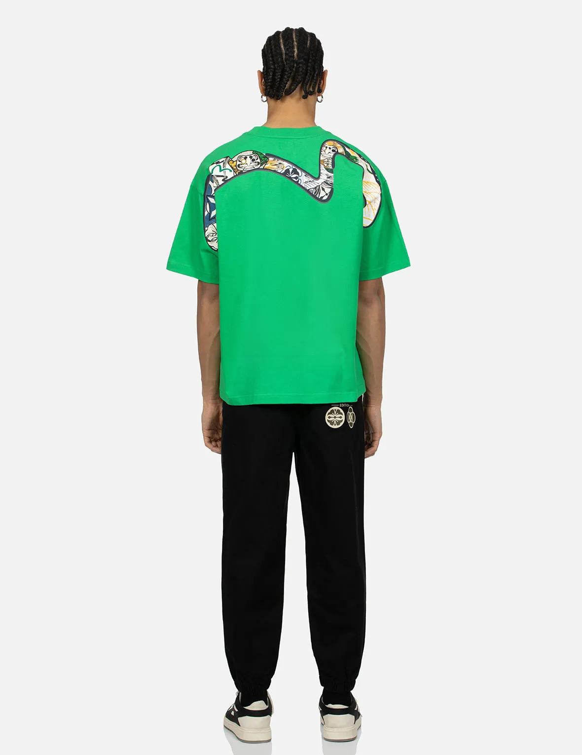 Multi-Hanafuda Daruma and Daicock Print Loose Fit T-shirt